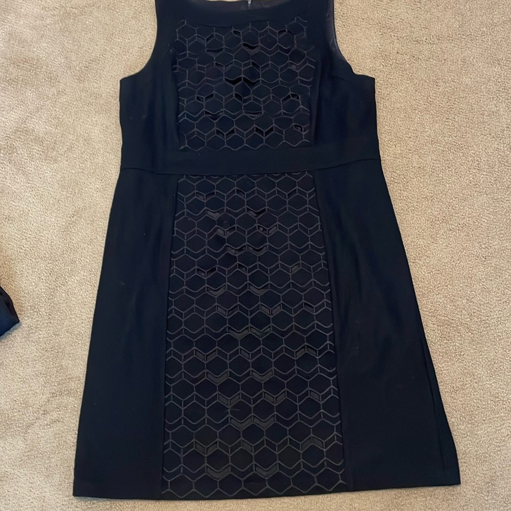 Ann Taylor wool blend sheath dress with laser cut front detail 18